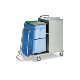 SHS - K616109 - Carrello raccolta e distribuzione biancheria chiuso con portarifiuti swift