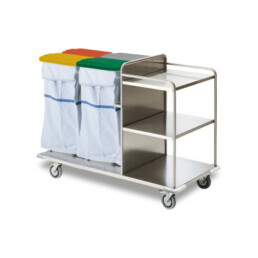 SHS - K616128 - Carrello per distribuzione e raccolta biancheria aperto inox con quattro portasacchi