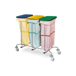 SHS - K617113 - Porta sacco in acciaio inox a tre posti con apertura a pedale